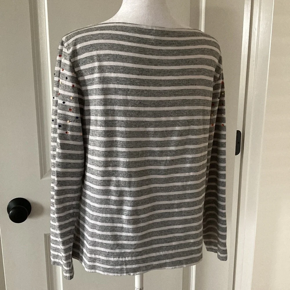 J. Crew medium long sleeve top stripes gray white